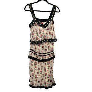 VERB BY PALLAVI SINGHEE Maida Tiered Neutral Dress Floral Crochet Size 6
